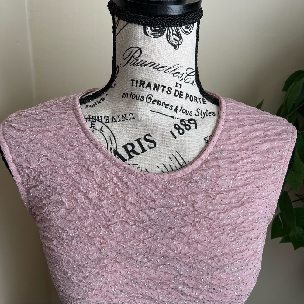 Alice Moon Sleeveless Glitter Peplum Top Pink Sz S - Picture 3 of 15